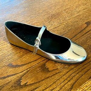 Silver mary jane shoes